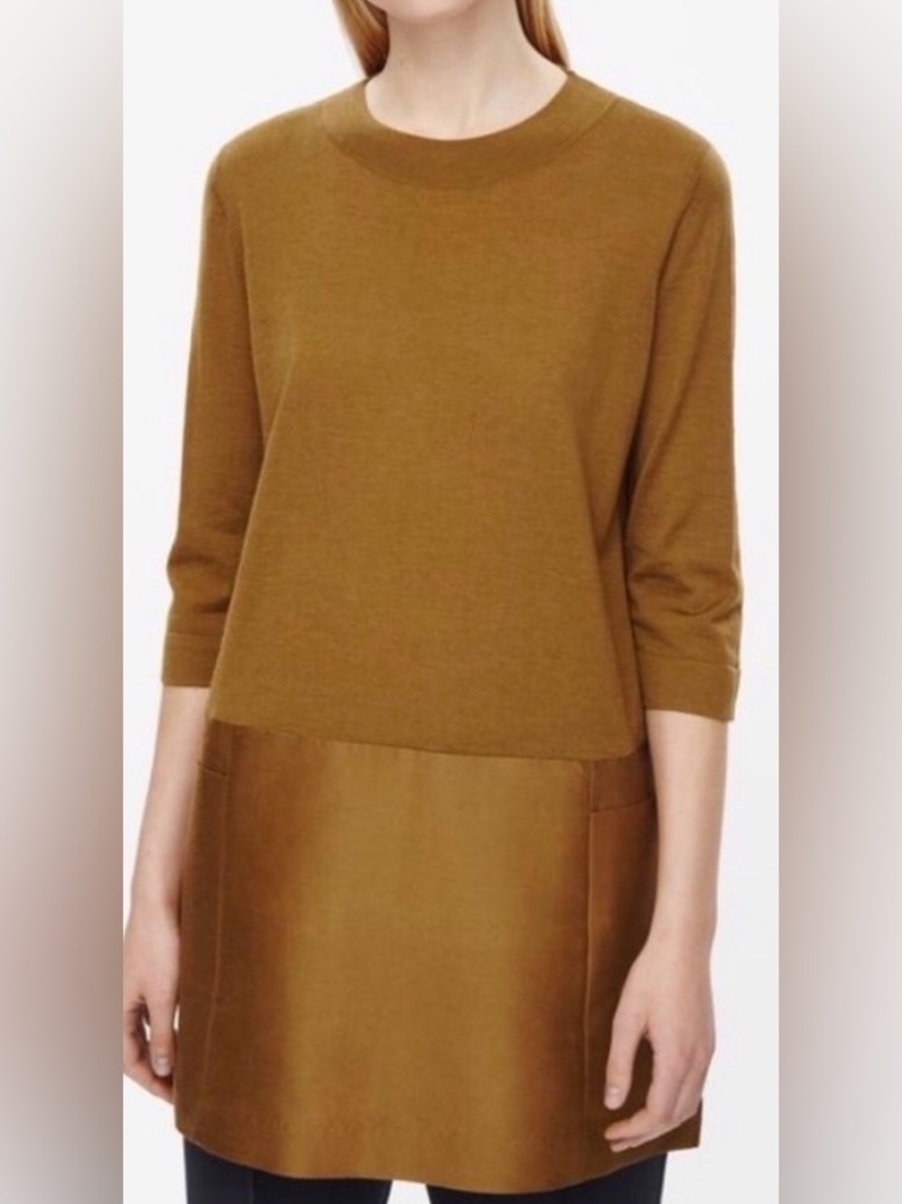 COS mustard brown dress or tunic. Wool and silk. Large